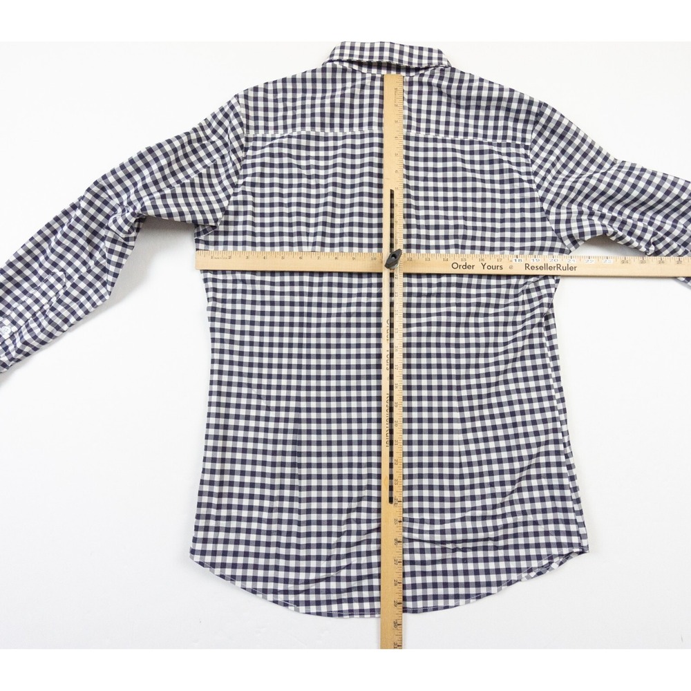 Mizzen Main Shirt Mens Medium Blue Button Down Collared Trim Fit Stretch Check - Picture 8 of 11